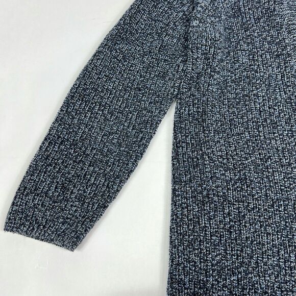 Talbots XL PETITE Marled Blue Gray 100% Cotton Ribbed Knit Open Cardigan Sweater - Picture 6 of 10